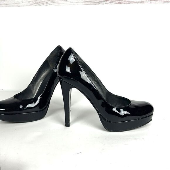 Stuart Weitzman Black Patent Leather High Heels Platform Pumps US 7 - Picture 1 of 15